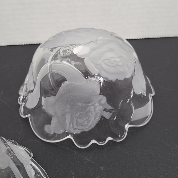 Aderia Glass Made In Japan Rose Bowls Set of 2 Frosted Glass Bowls Dishes - Picture 12 of 12